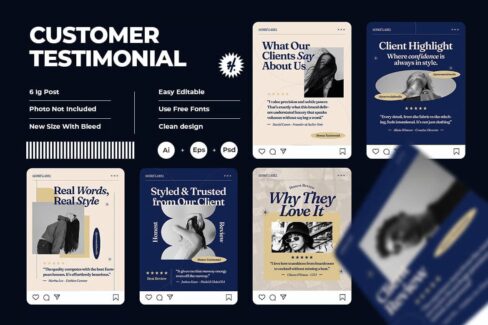 دانلود قالب پست اینستاگرام نظر مشتری | فایل PSD و AI قابل ویرایش