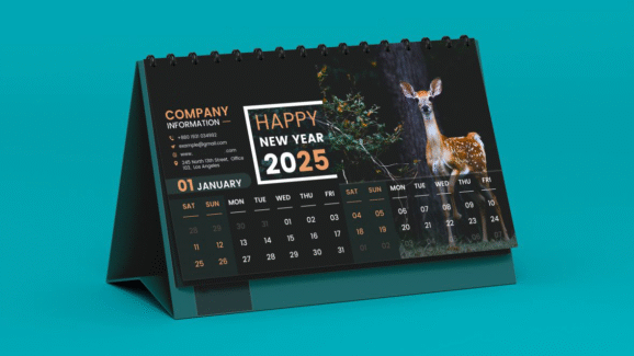 تقویم رومیزی تیره و مدرن – فایل PSD