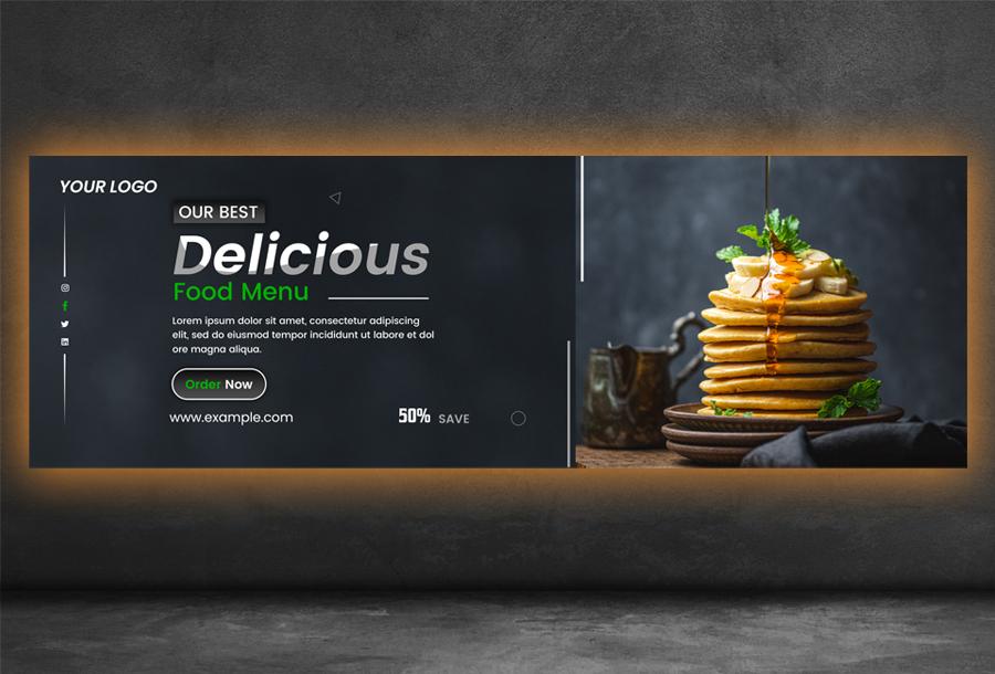 بنر وب‌سایت منوی رستوران و غذا